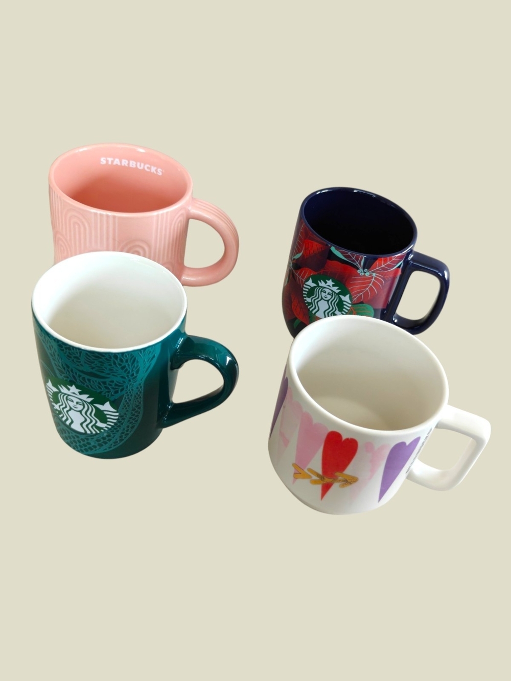 Starbucks Ceramic Mug Set - Pink, Green, Navy, White